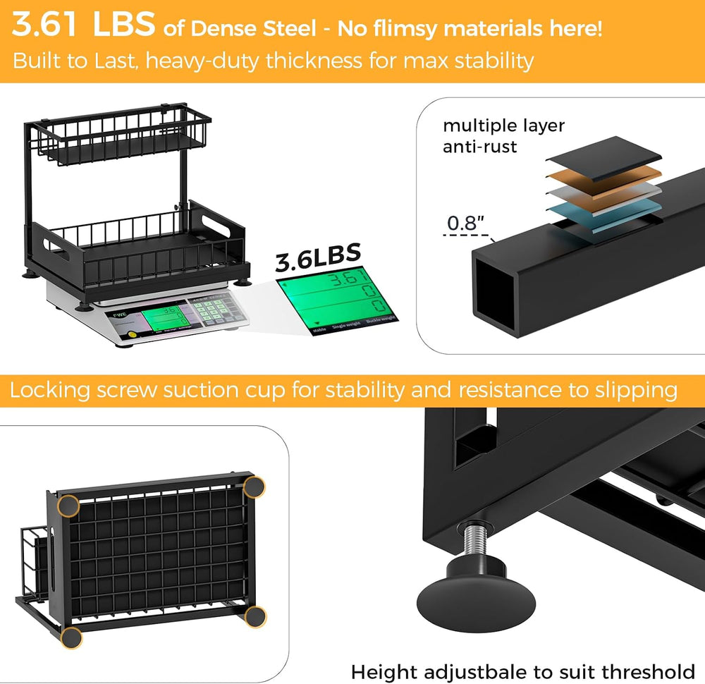 Saydear L-Shaped Under Sink Organizer, 2-Tier Pull-out Cabinet Rack 1-Pack