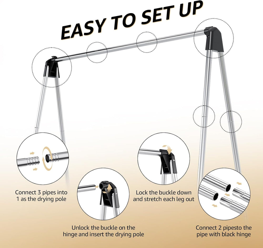 TOOLF 55" Stainless Steel Collapsible Clothes Drying Rack
