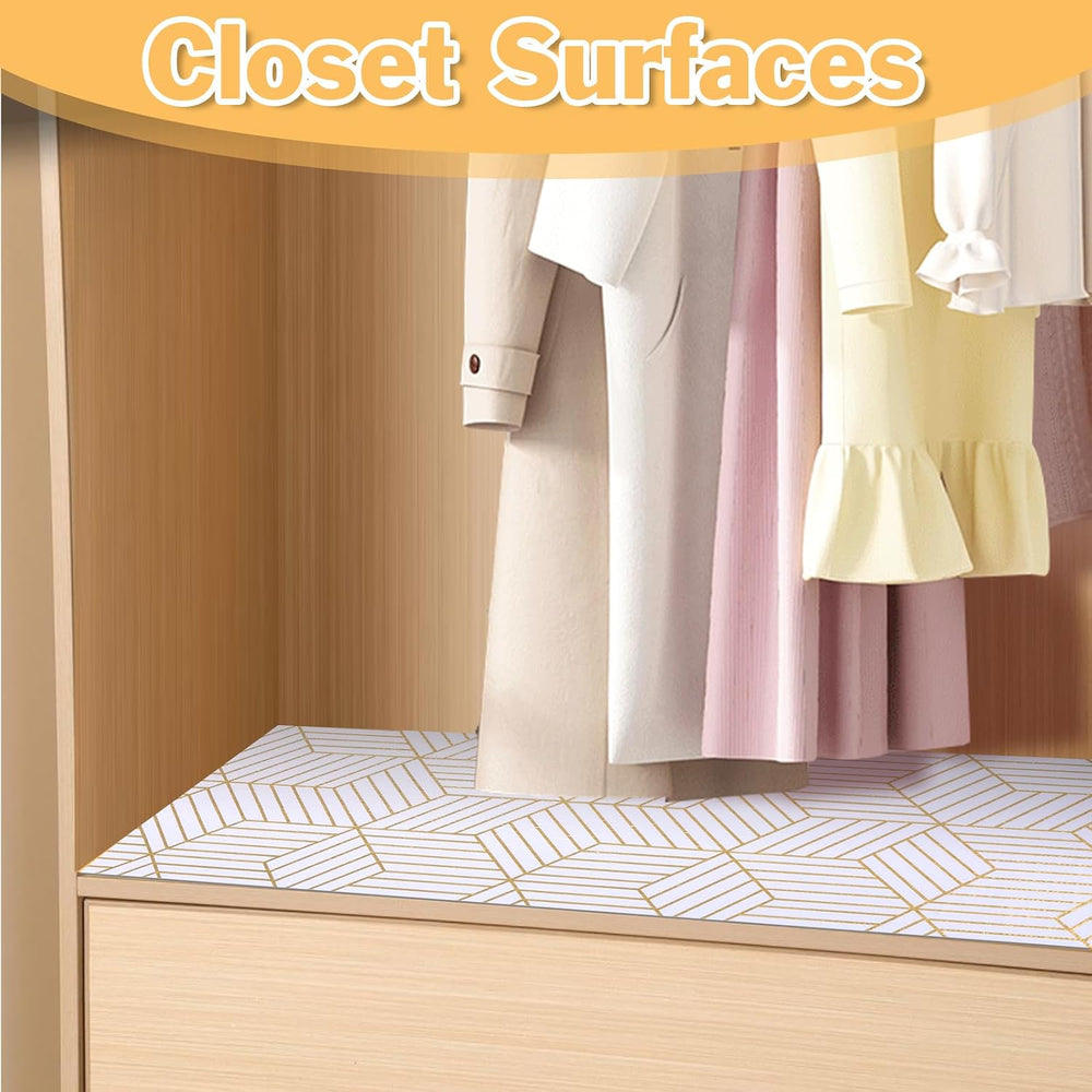 Shelf Liners for Kitchen Cabinets Non Adhesive Shelf Liner Paper Non-Slip Thi...