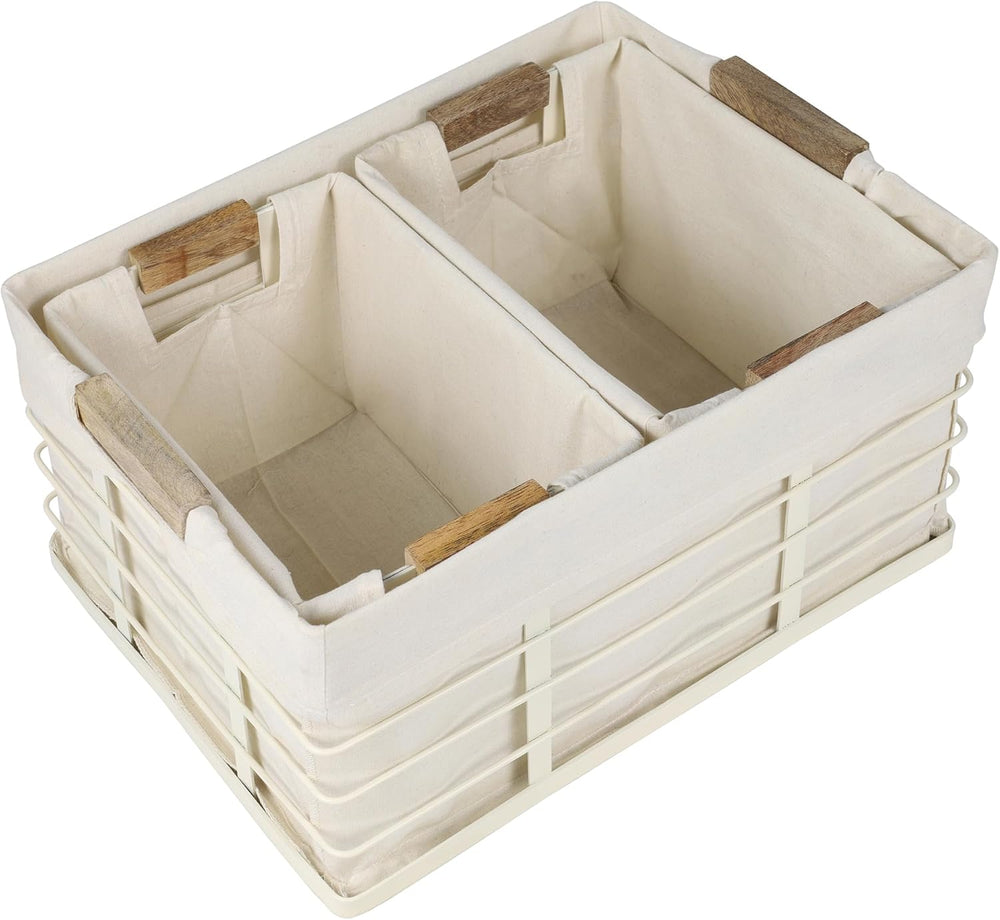 happimess Callan 3-Piece Industrial Wire Nesting Baskets 15", Almond