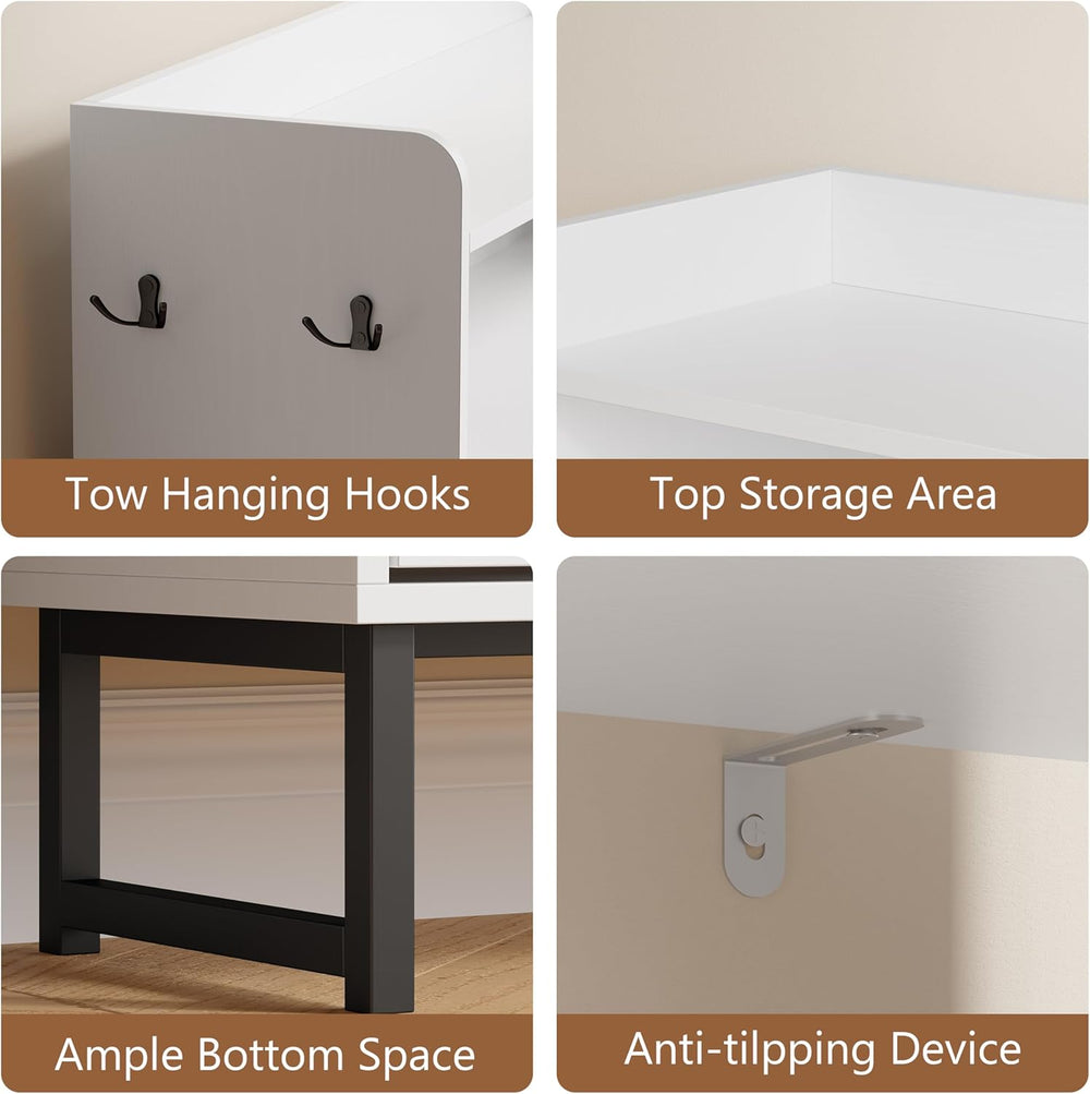 Xixini Shoe Storage Cabinet with 3 Flip Drawers, Entryway Shoe Rack, White