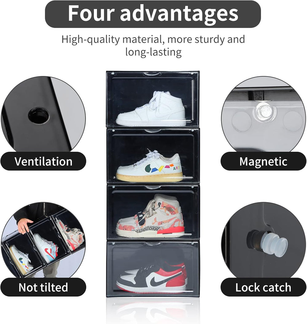 XL clear shoe storage boxes stackable, 8 Pack Large Shoe Boxes Clear Plastic ...