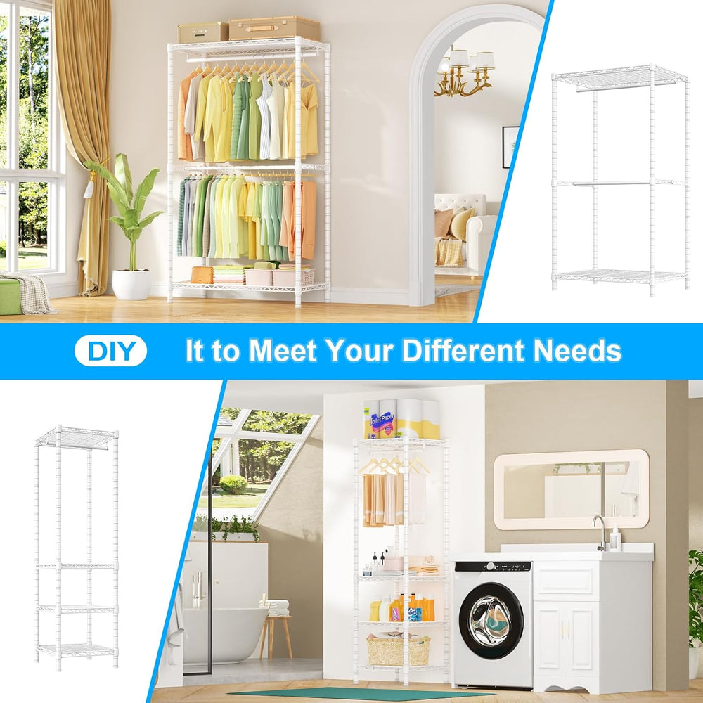 Ulif E10 Clothes Rack(With Stretchable Hanger Rod)Freestanding Clothing Racks...