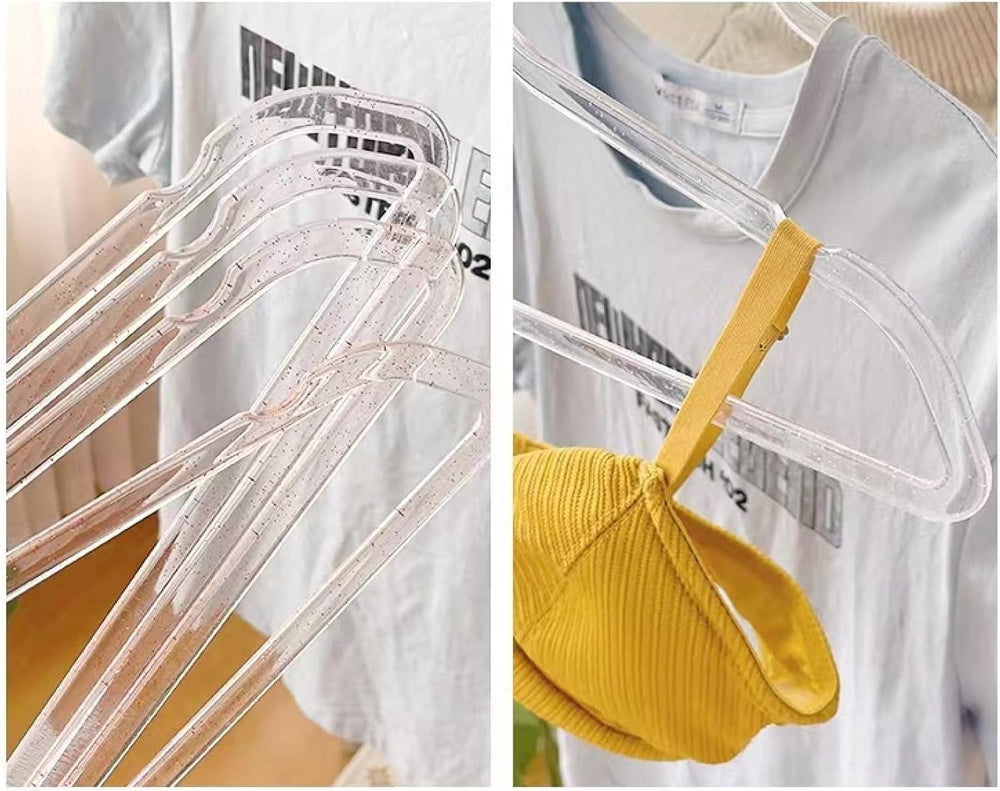 Pink Clothes Hangers 16", 40 Pack Plastic Clear Coat Hanger for Adult Cl...