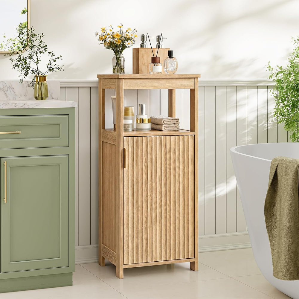 Bathroom Cabinet, Freestanding Bathroom Storage Cabinet with Door and Shelves...