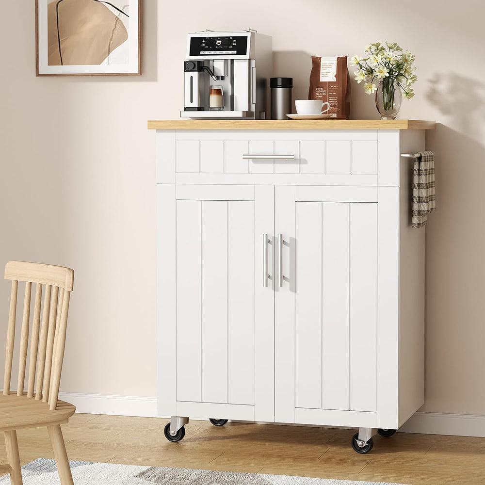 Shintenchi Kitchen Island Cart with Storage, Rolling Microwave Table