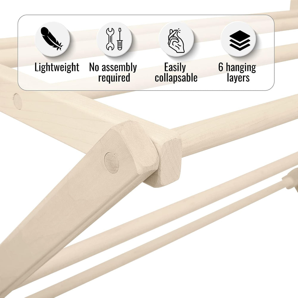 Pennsylvania Woodworks Premium American Maple Clothes Drying Rack - Handcraft...