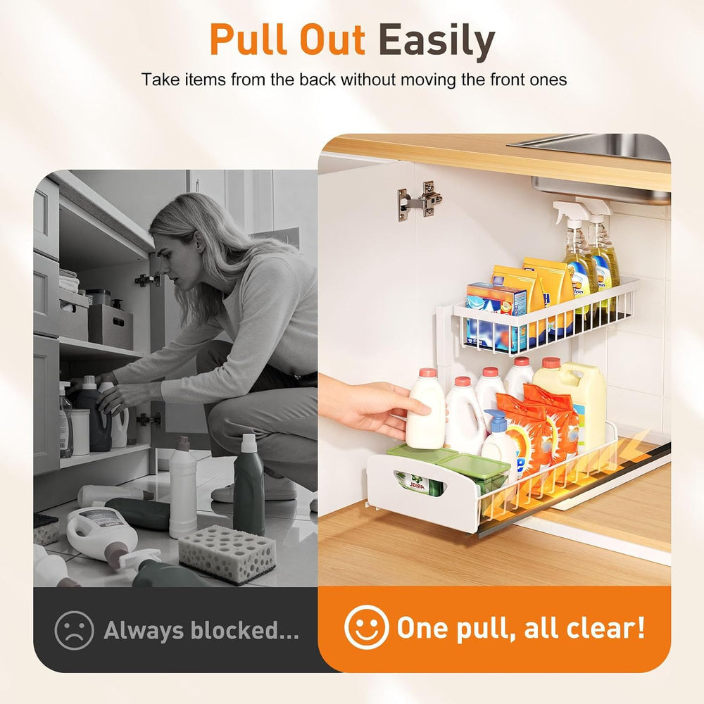 AIDIAM Under Kitchen Sink Organizer, Metal Pull Out Bathroom Organizers and S...