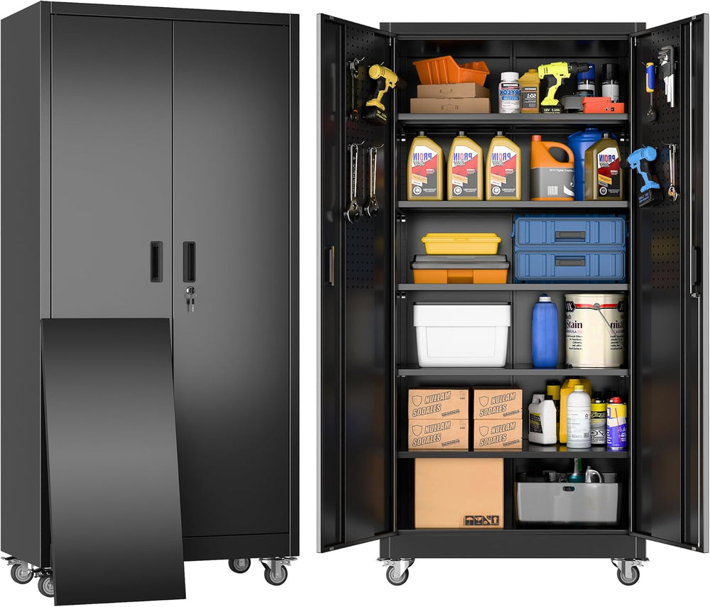Wide & Deep 71"x34"Wx18 D Metal Garage Storage Cabinet Black