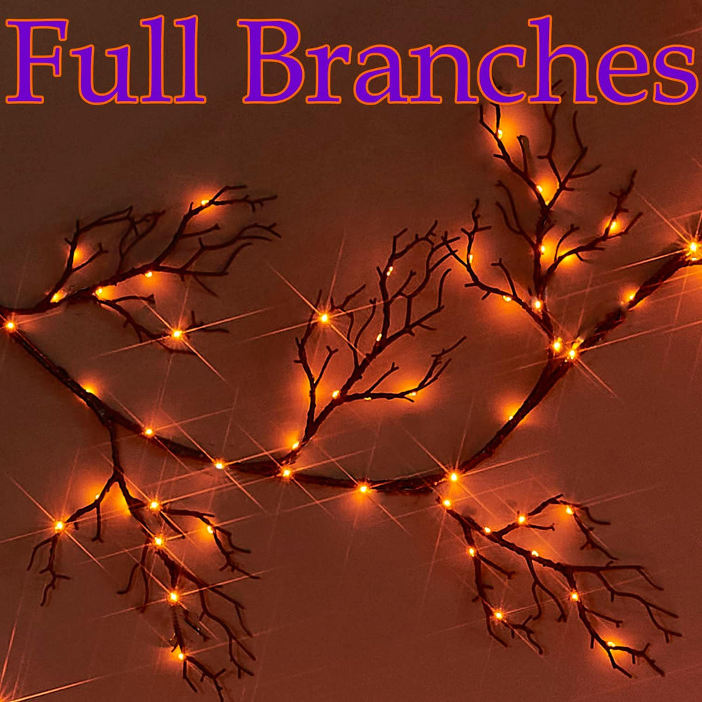 Fudios Lighted Halloween Garland with 120 Orange and Purple LED Fairy Lights ...