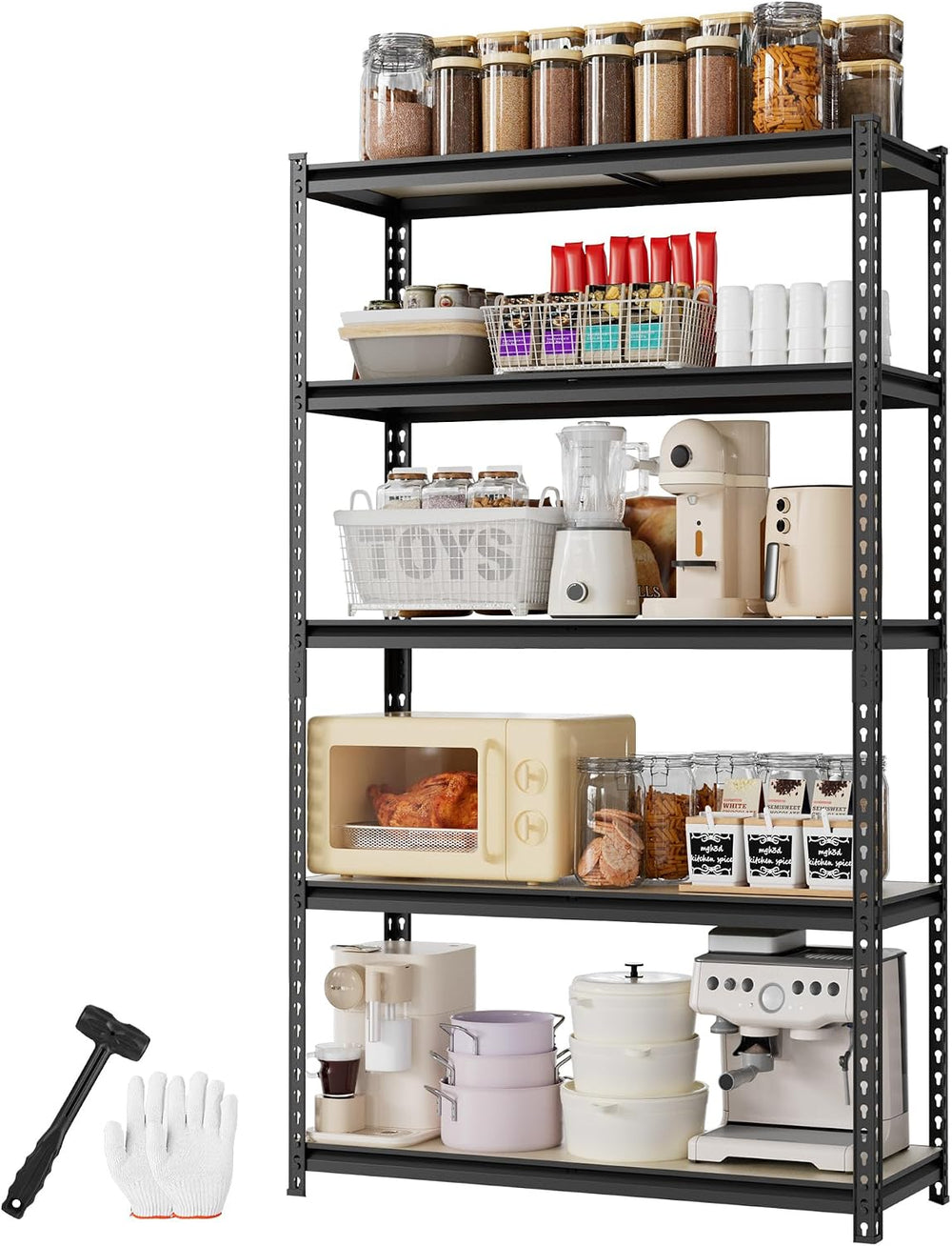WORKPRO 5-Tier Storage Shelf, 72" H Heavy Duty Adjustable Garage Shelvin...