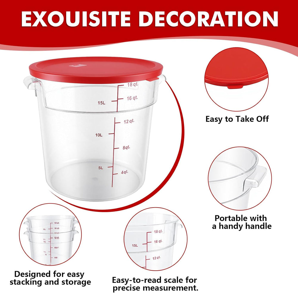 2 Pack Square Food Storage Container With Lid,12-22 Quart Commercial Storage ...