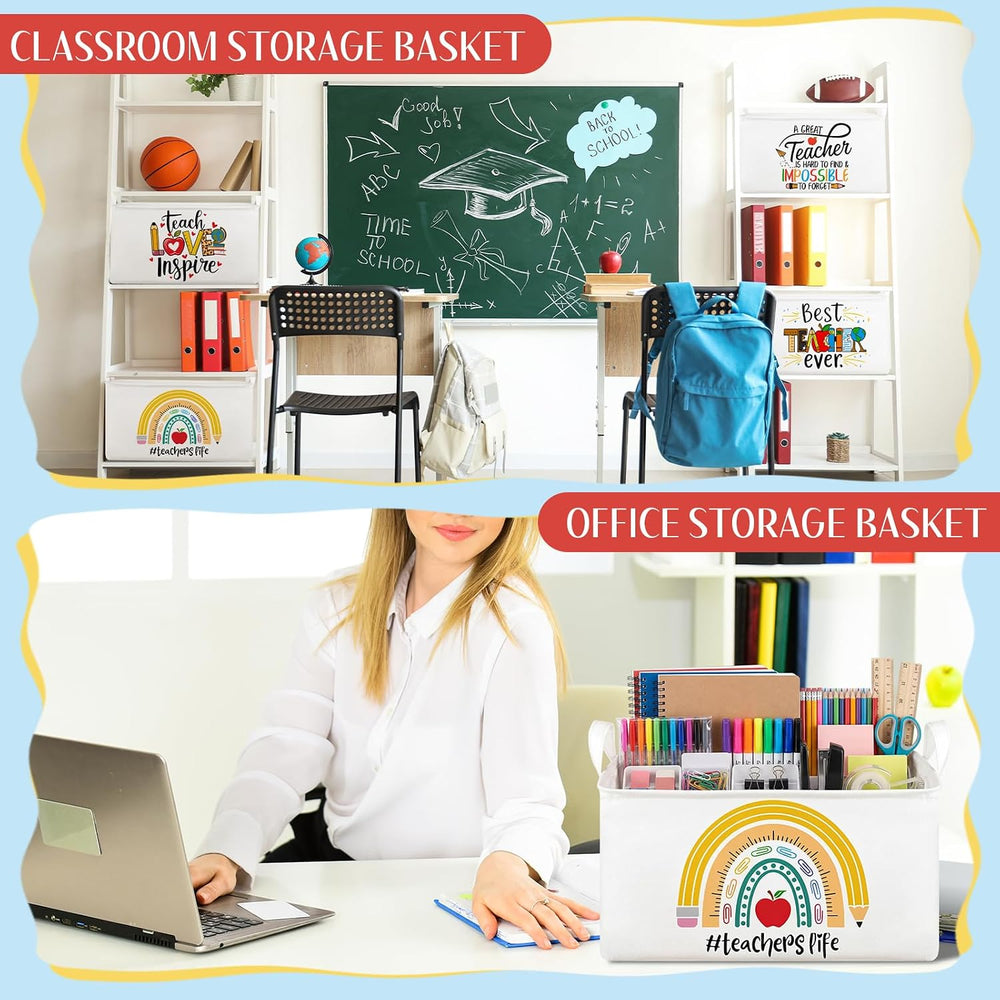 Breling 4 Pcs Teacher Appreciation Gift Basket Empty Best Teacher Ever Storag...