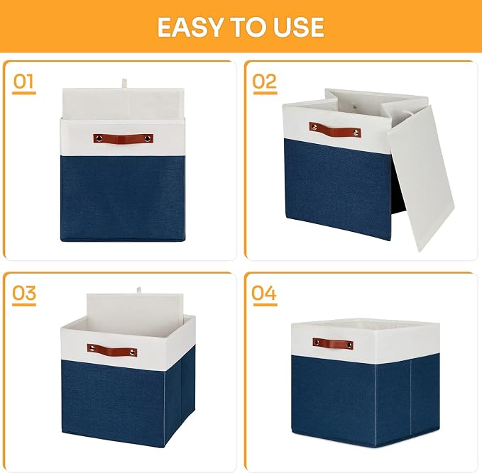 DULLEMELO 13 inch Cube Storage Bins, Gift Baskets Empty (4 Pack)