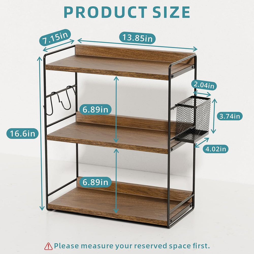 3-Tier Bathroom Counter Organizer and Storage with Basket, Brown