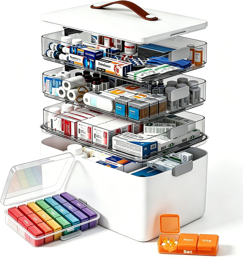 funest 4- Tier Medicine Storage Box Organizer Portable First Aid kit Box Sewi...