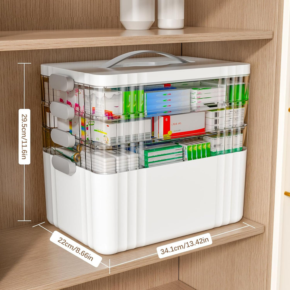 4-Tier Medicine Organizer - Portable Medicine Cabinet with Handle