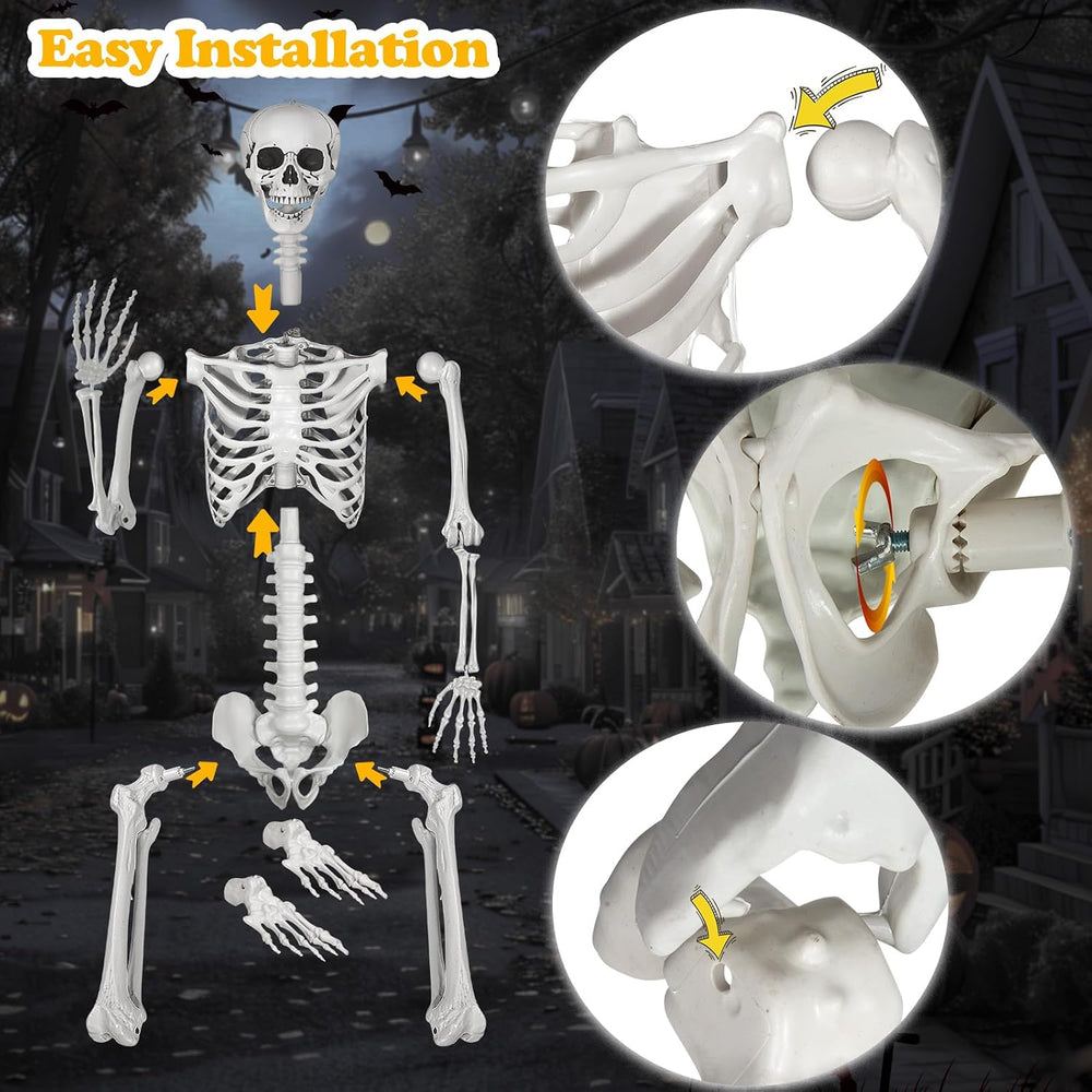 7.9ft Halloween Giant Skeleton, Tall Outdoor Skeleton with Full Body Posable ...