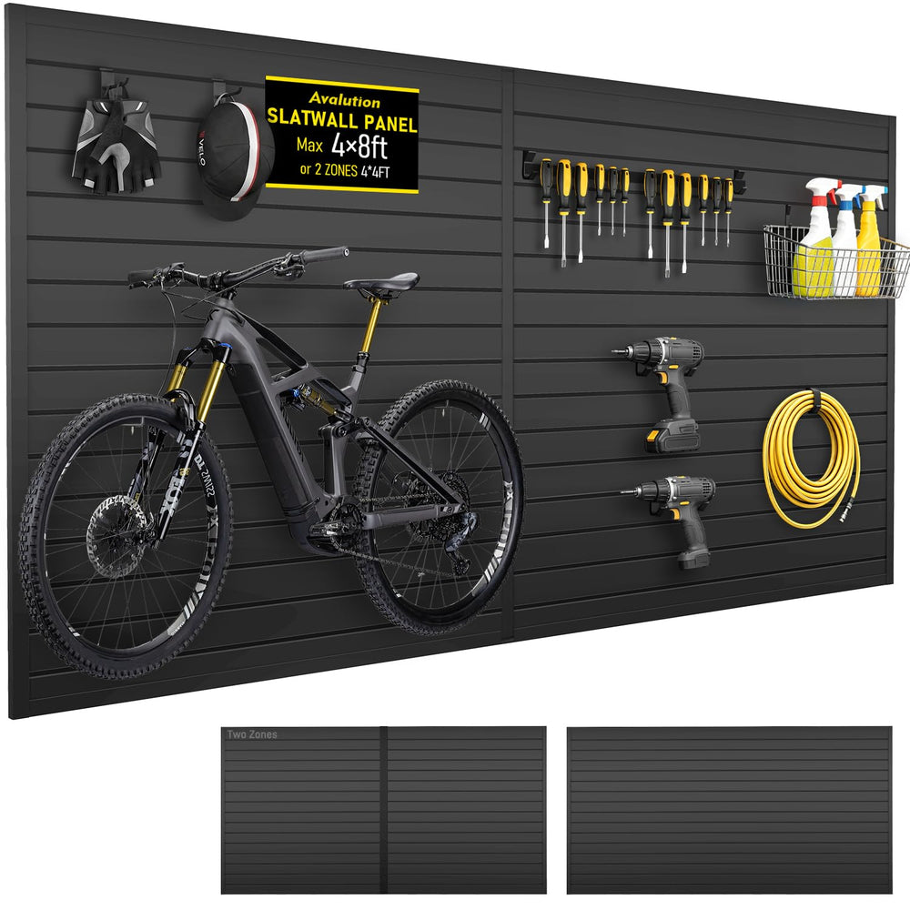 Avalution Slat Wall Paneling,4x8 ft Garage Slat Wall Storage Systems,Black