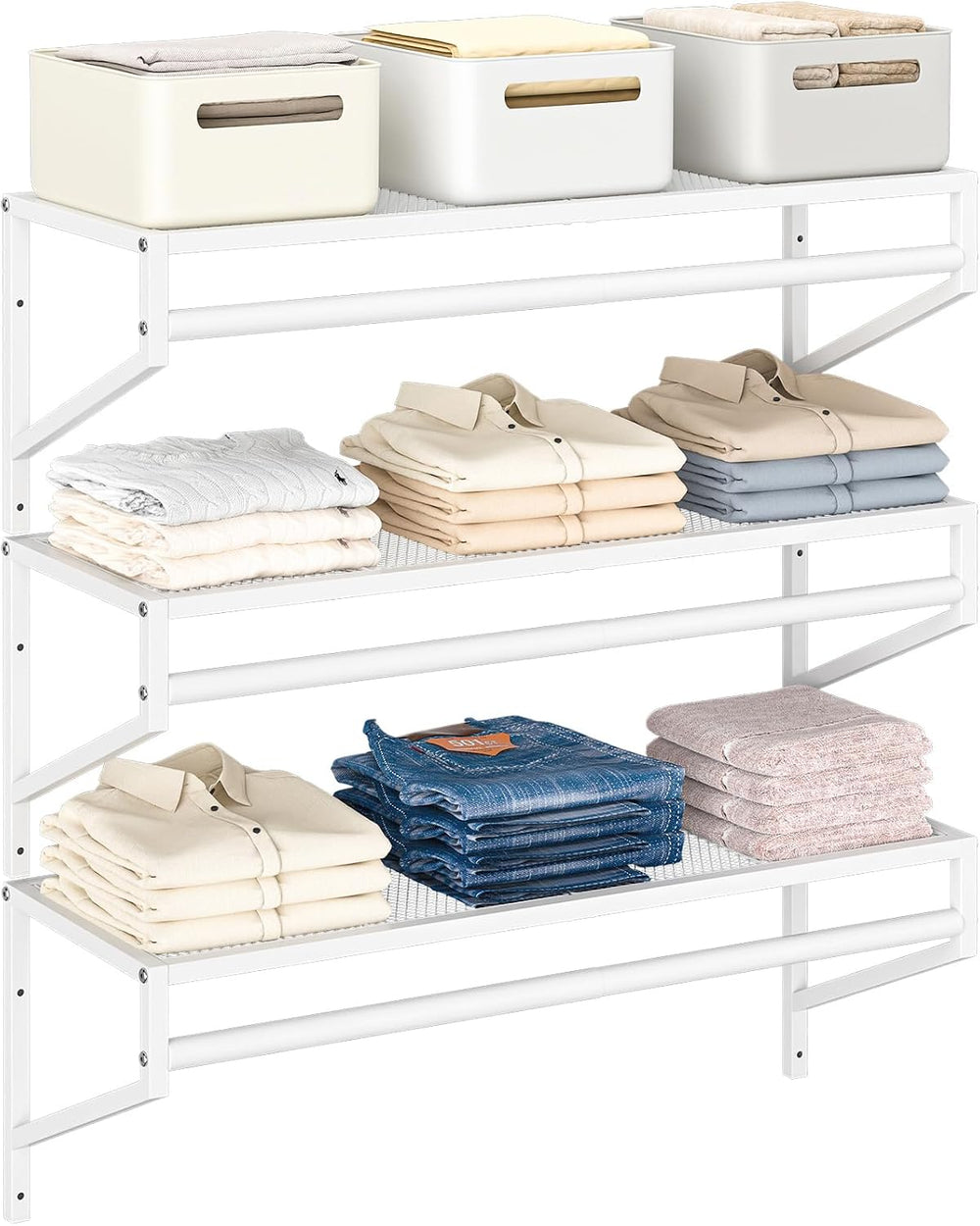 ThreeHio 3 Pack Closet Shelves Wall Mounted, 2.7 ft x 11.8in Wire Closet Shel...