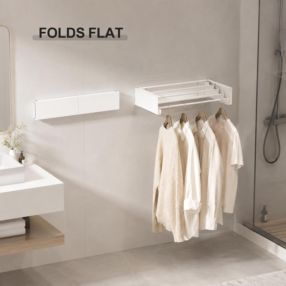 Wall Mounted Clothes Drying Rack,White 19.7",