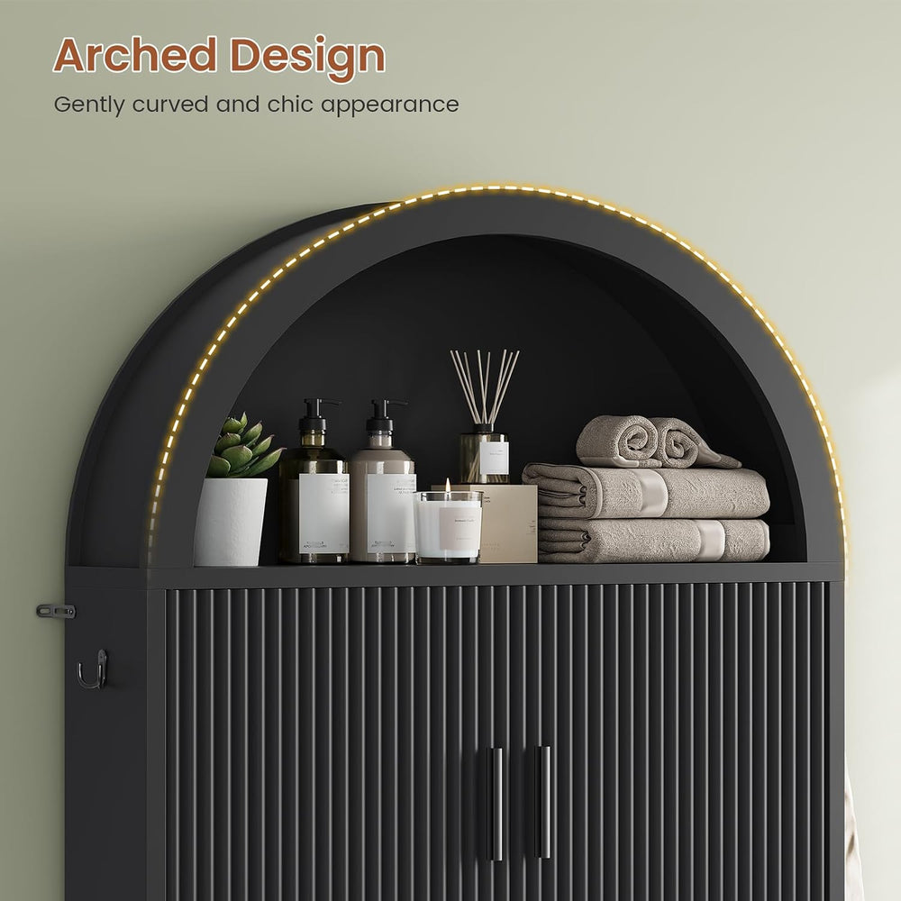 Itaar Arched Over The Toilet Storage Cabinet, 78.7" H Fluted Bathroom Or...