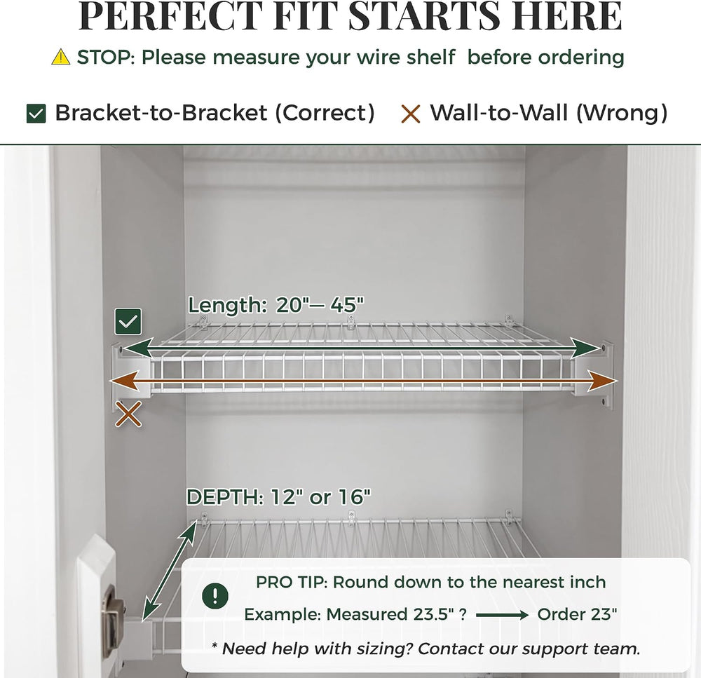 Solid Pine Wire Shelf Covers, 16" D x 24" L, Tool-Free Pantry Rack
