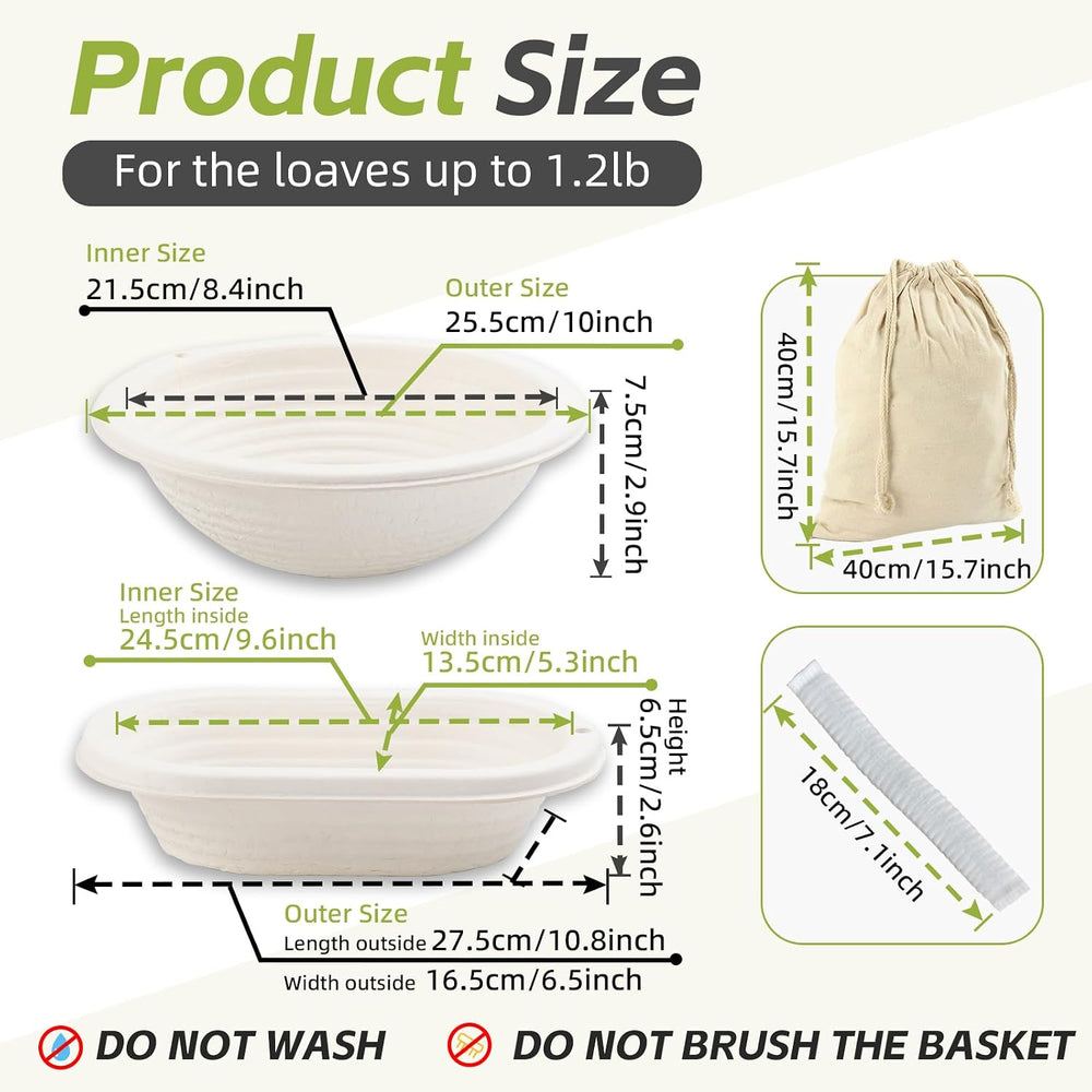 Sourdough Banneton Bread Proofing Basket Pulp Brotform 6-Pack