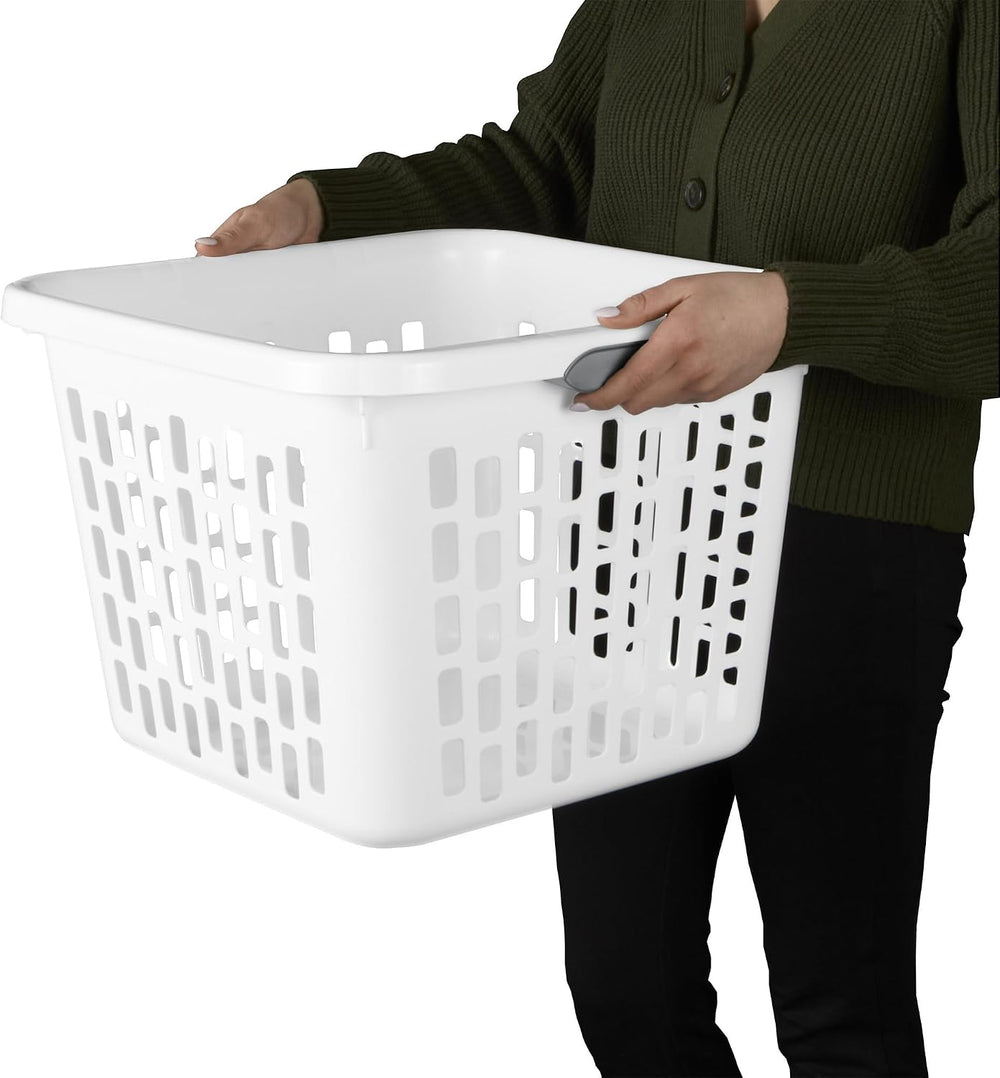 Sterilite Square Laundry Basket, Plastic Clothes Hamper, 12 Pack