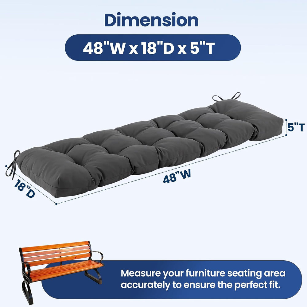 IASEAHK Outdoor & Indoor Bench Cushion, 48x18x5 Inch, Dark Grey