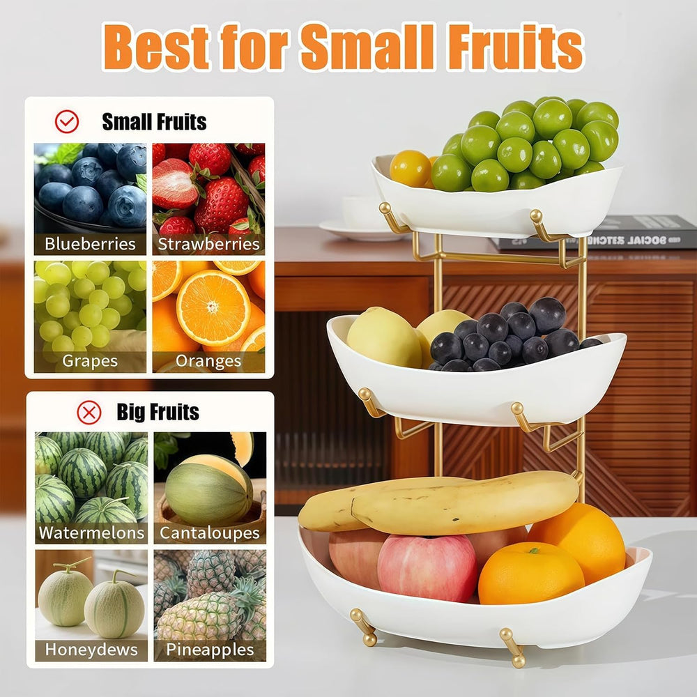 3 Tier Fruit Basket, Ceramic Fruit Bowl for Kitchen Counter 6