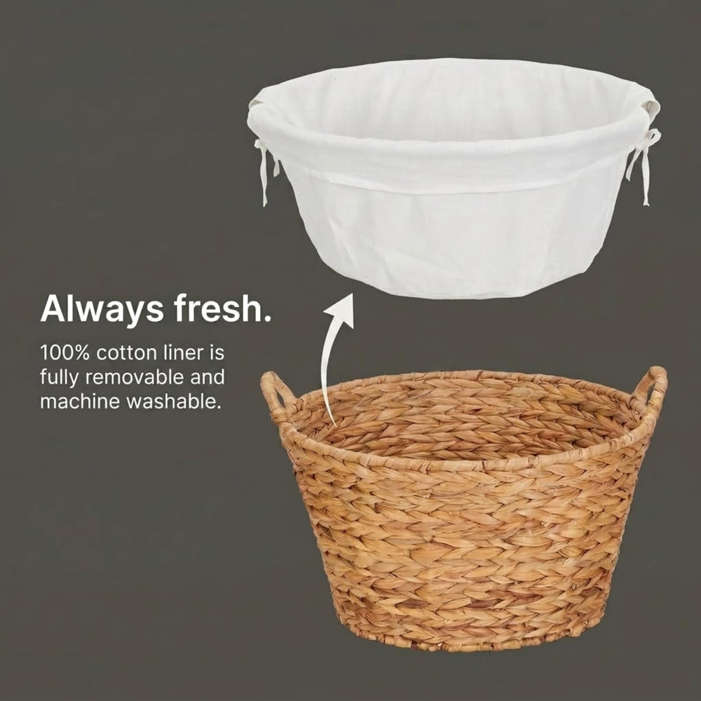 Household Essentials Round Wicker Laundry Basket with Handles, Whimsical Wate...