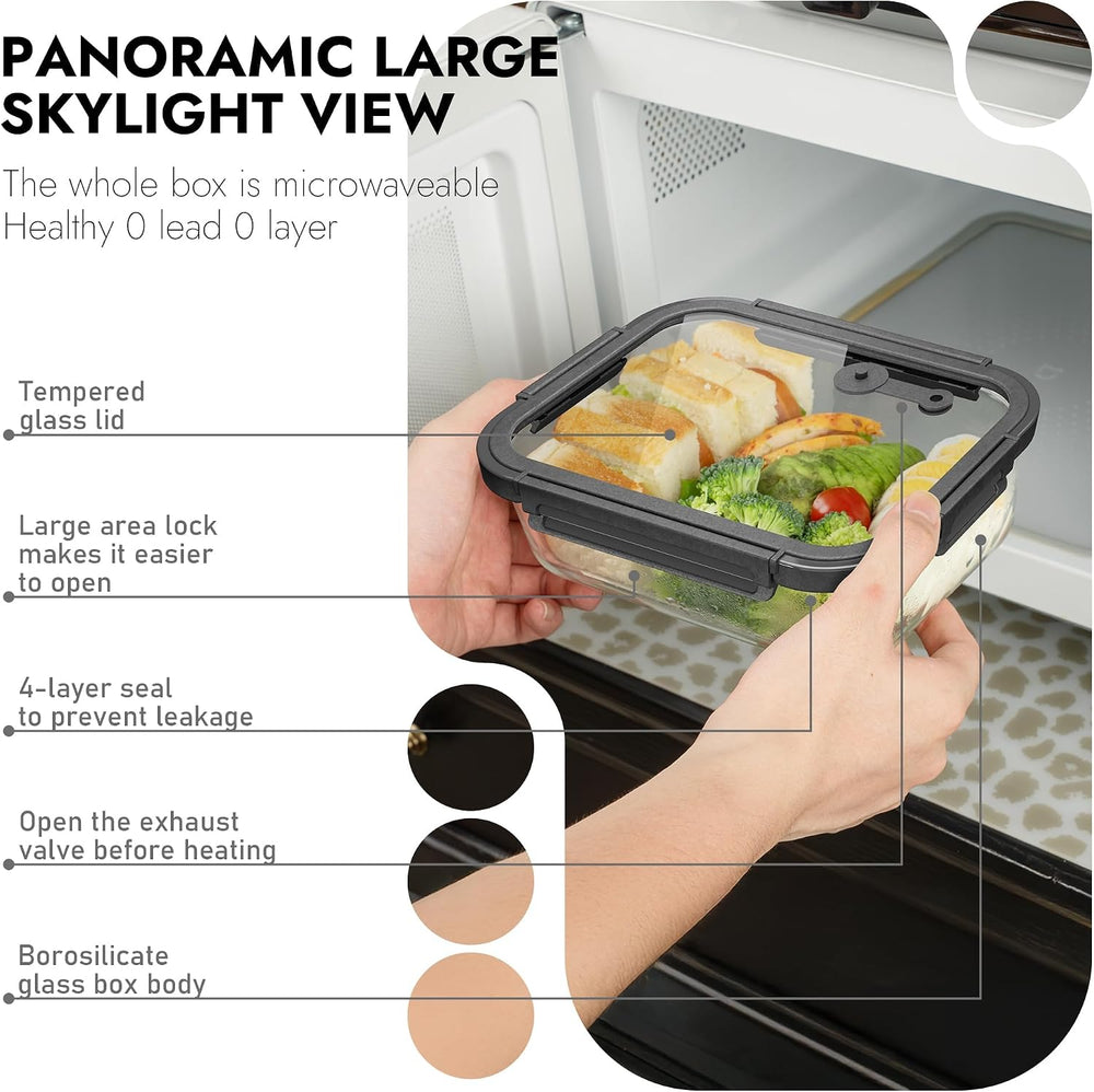 10-Pack Glass Food Storage Containers with Tempered Glass Lids – Borosilicate...