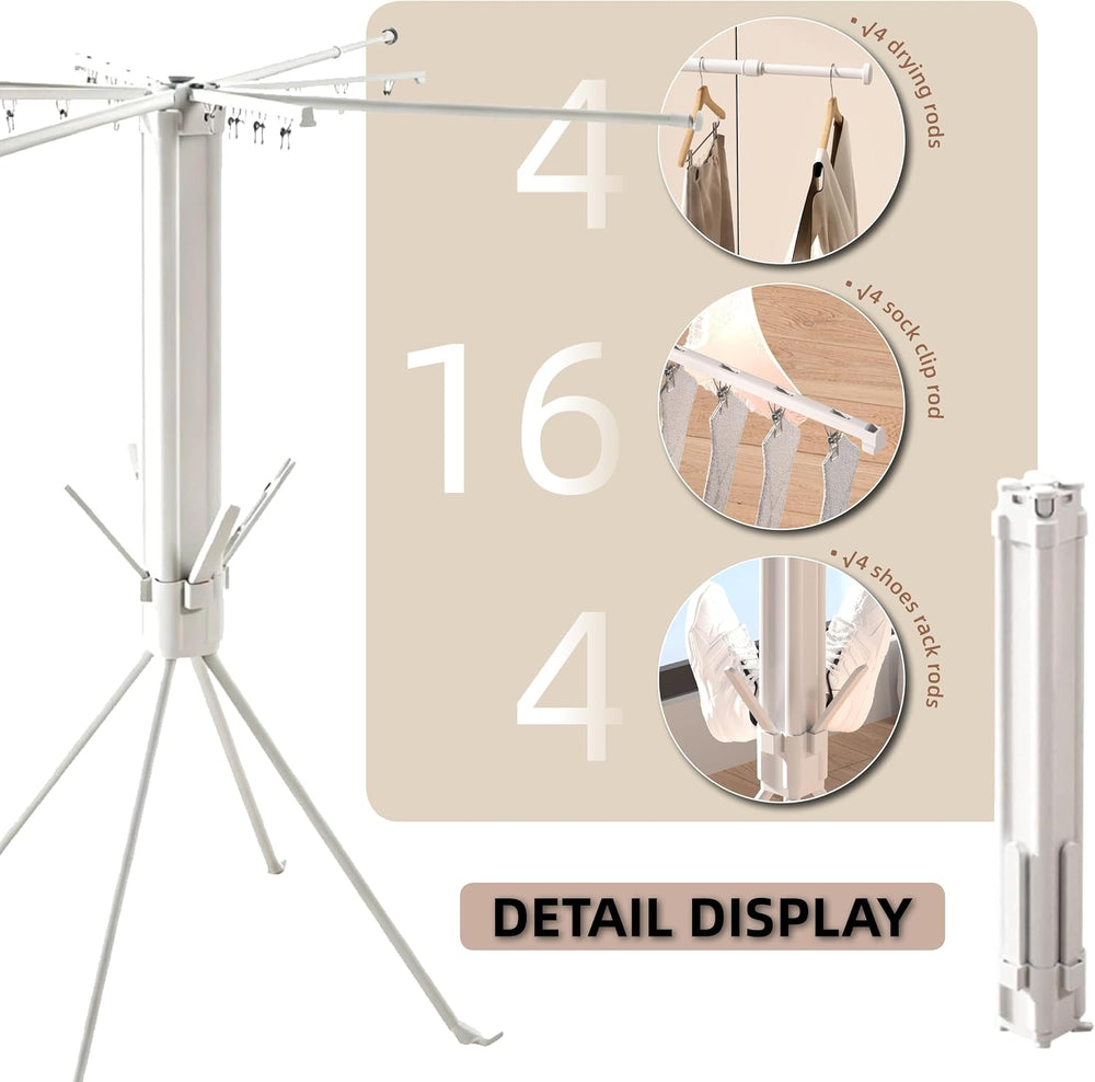 Clothes Drying Rack Foldable, 4-Legged Drying Rack Clothing Floor Standing