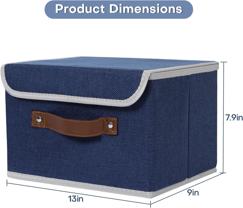 ANMINY Fabric Storage Box Bins with Lids, Blue, 13"x9"x7.9", 4...