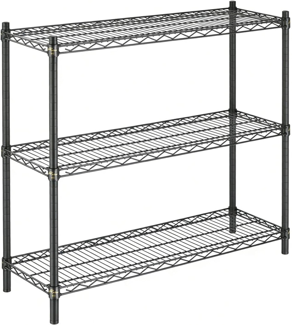 APLSS 12" D x 60" W x 34" H Black Heavy Duty Wire Shelving wit...