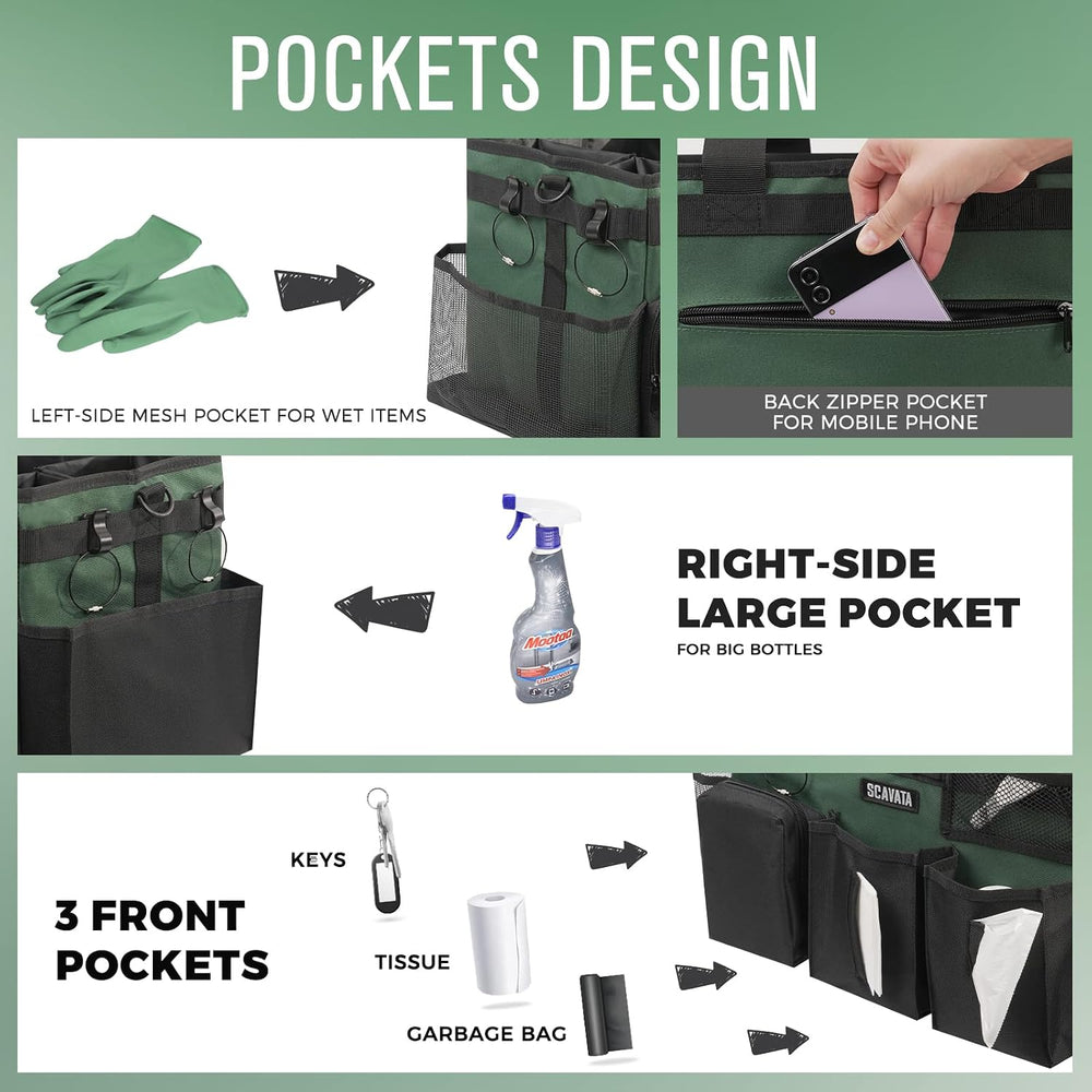 SCAVATA Wearable Cleaning Caddy Bag, Cleaning Caddy Supplies Organizer with H...