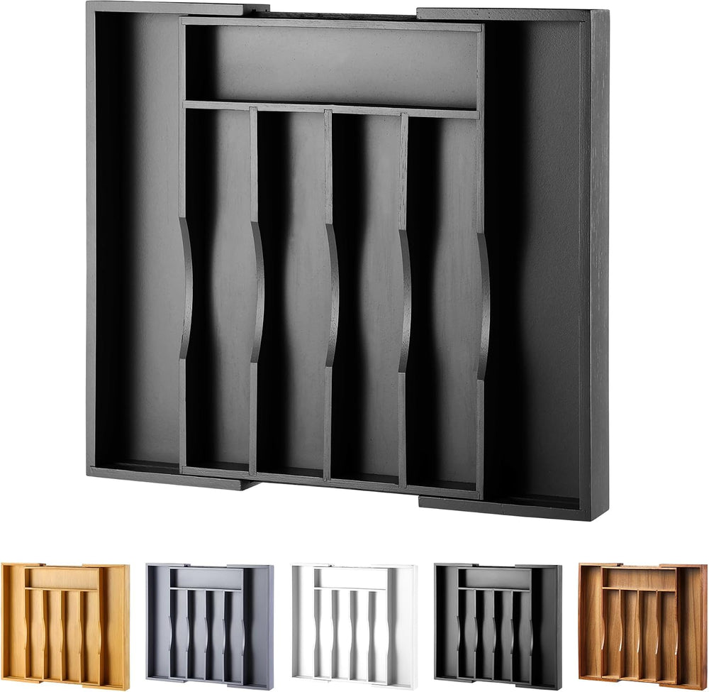 Expandable Bamboo Kitchen Drawer Organizer for Cutlery and Utensils, Adjustab...