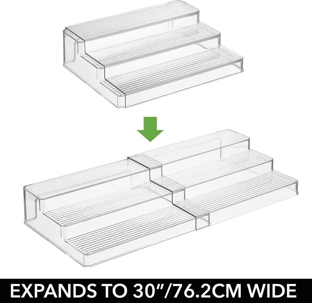 mDesign Plastic Expandable 3-Tier Storage Cabinet Shelf Organizer - Clear