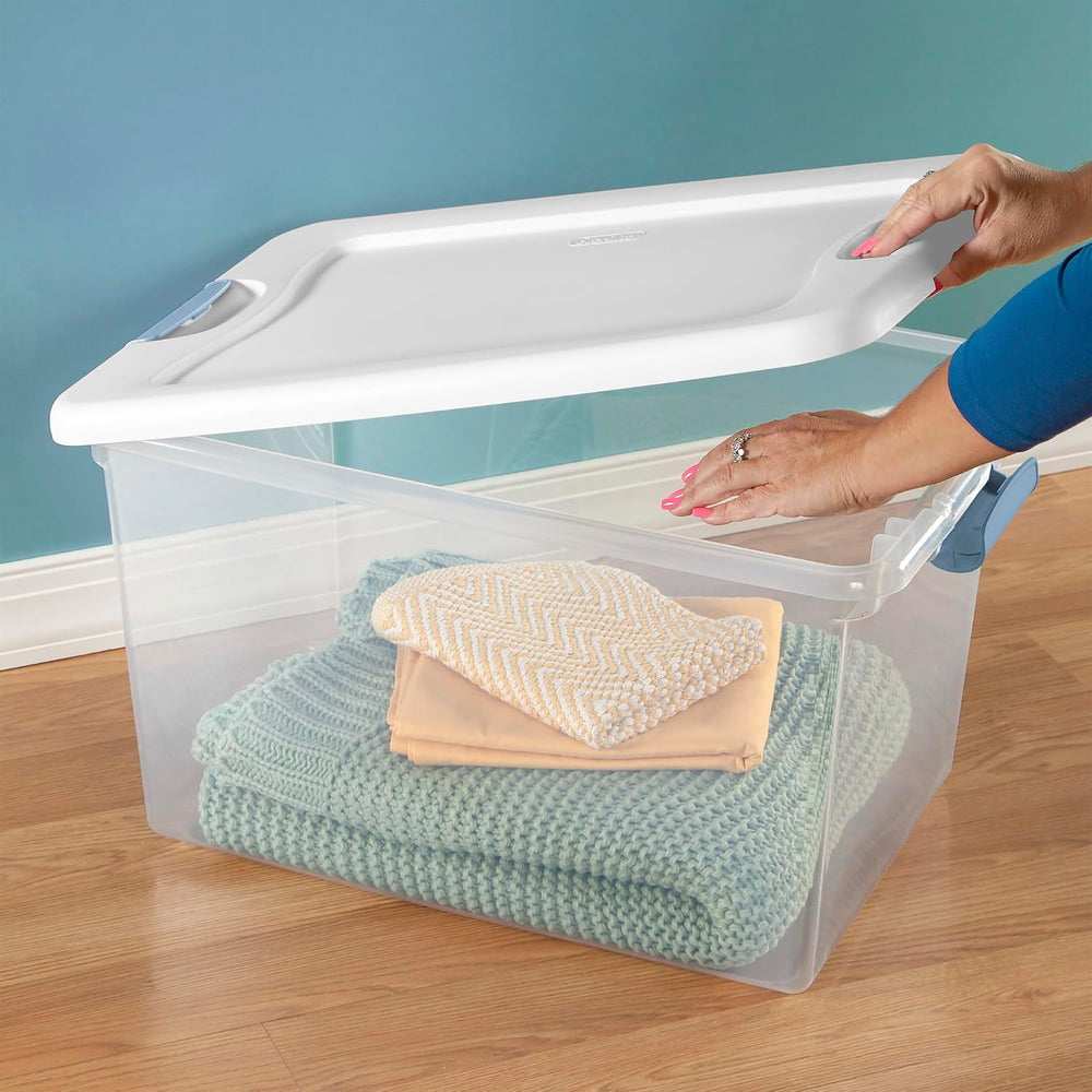 Sterilite 12 Pack Latching Box, Under Bed Storage Bins with Lids, Clear Plast...