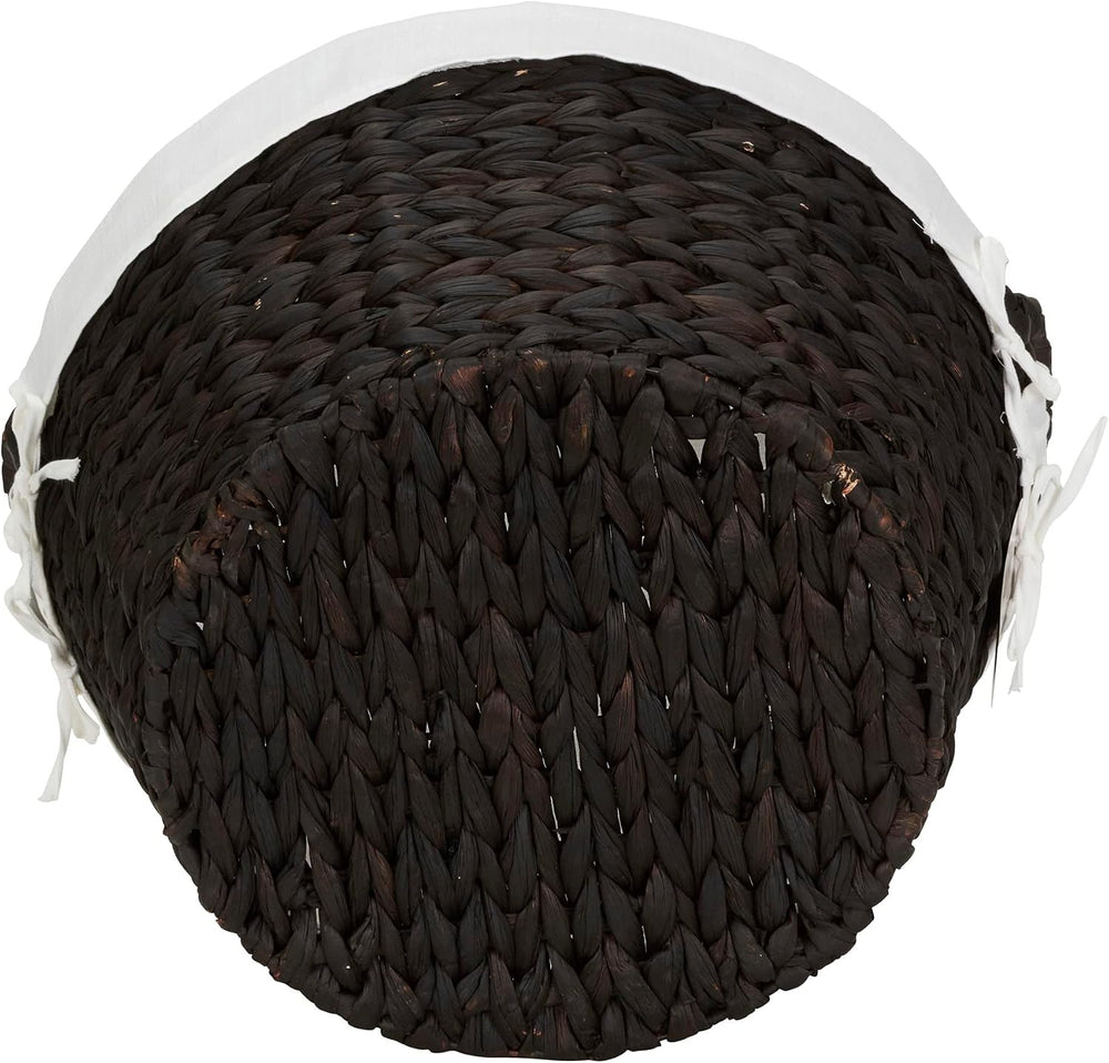 Household Essentials Round Wicker Laundry Basket with Handwoven Water Hyacint...
