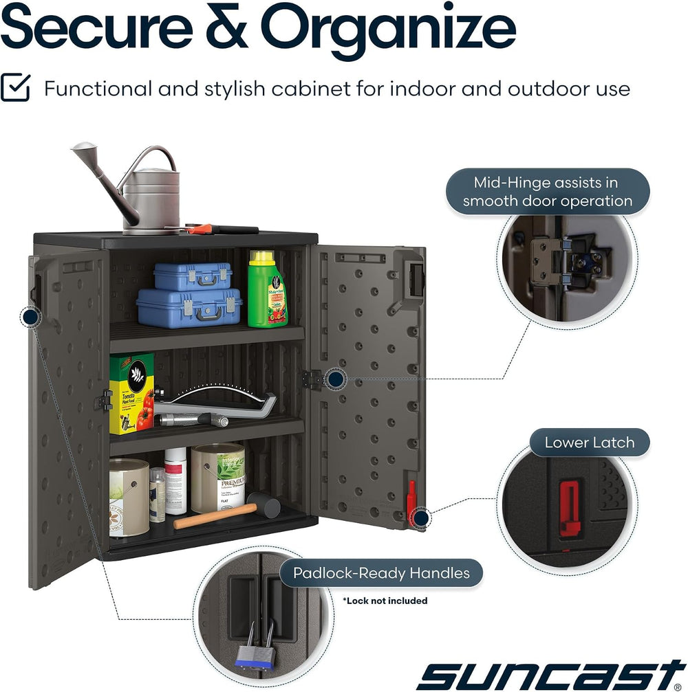 Suncast 30" Base Cabinet, Heavy-Duty Garage Storage Cabinet, Dark Gray