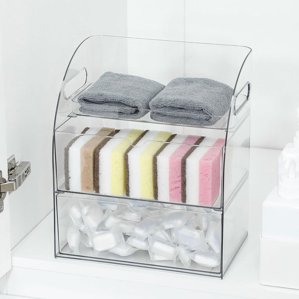 Clear Kitchen and Pantry Organizer with Drawers, Plastic