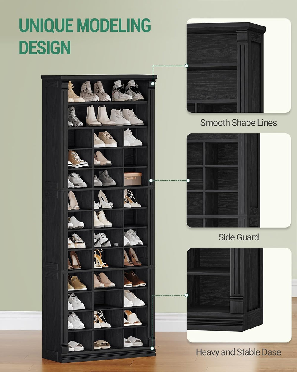 Hzuaneri 13 Tiers Shoe Storage Cabinet, Tall Shoe Cabinet with Cubby