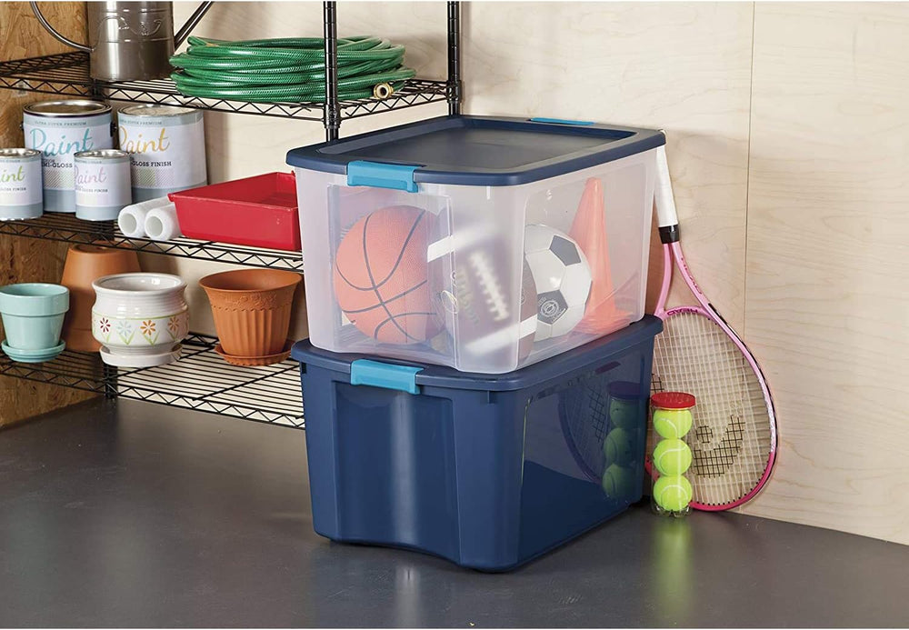 Sterilite 18 Gallon Latch & Carry Storage w/Grip Handles, Clear, 6 Pack