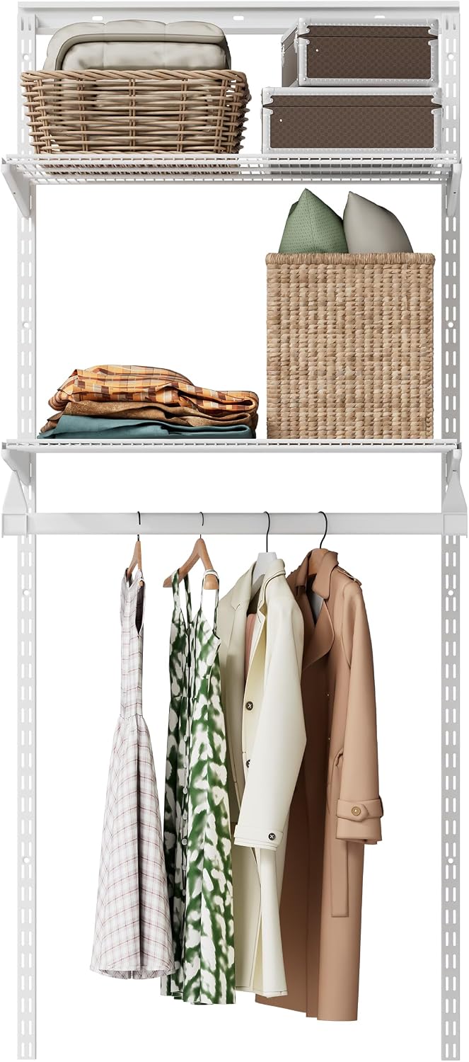 2Ft Wall Mounted Wire Closet System, White
