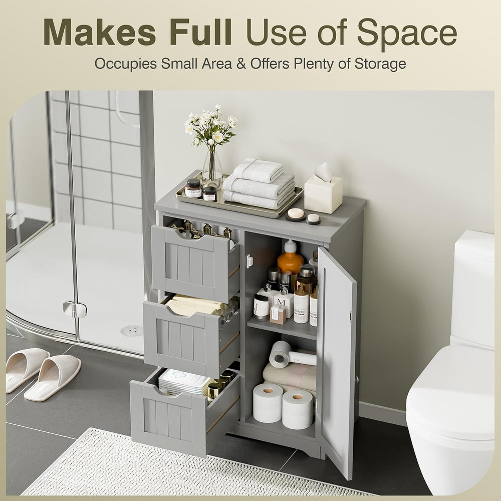 SUPER DEAL Bathroom Storage Cabinet with 3 Drawers and 1 Door, Entryway Home ...