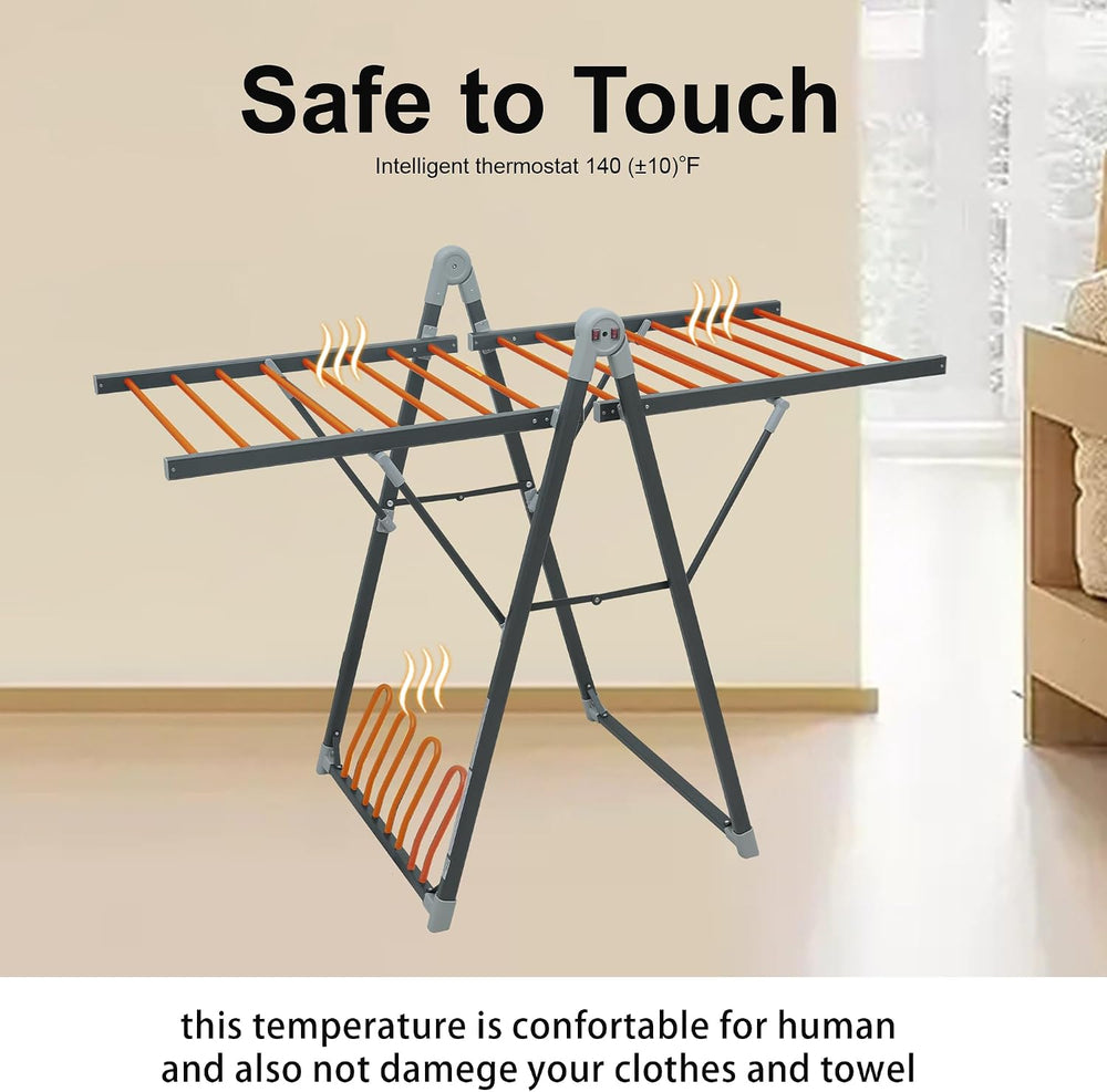 Heating Clothes Drying Rack Foldable Shoes Socks Space Gray