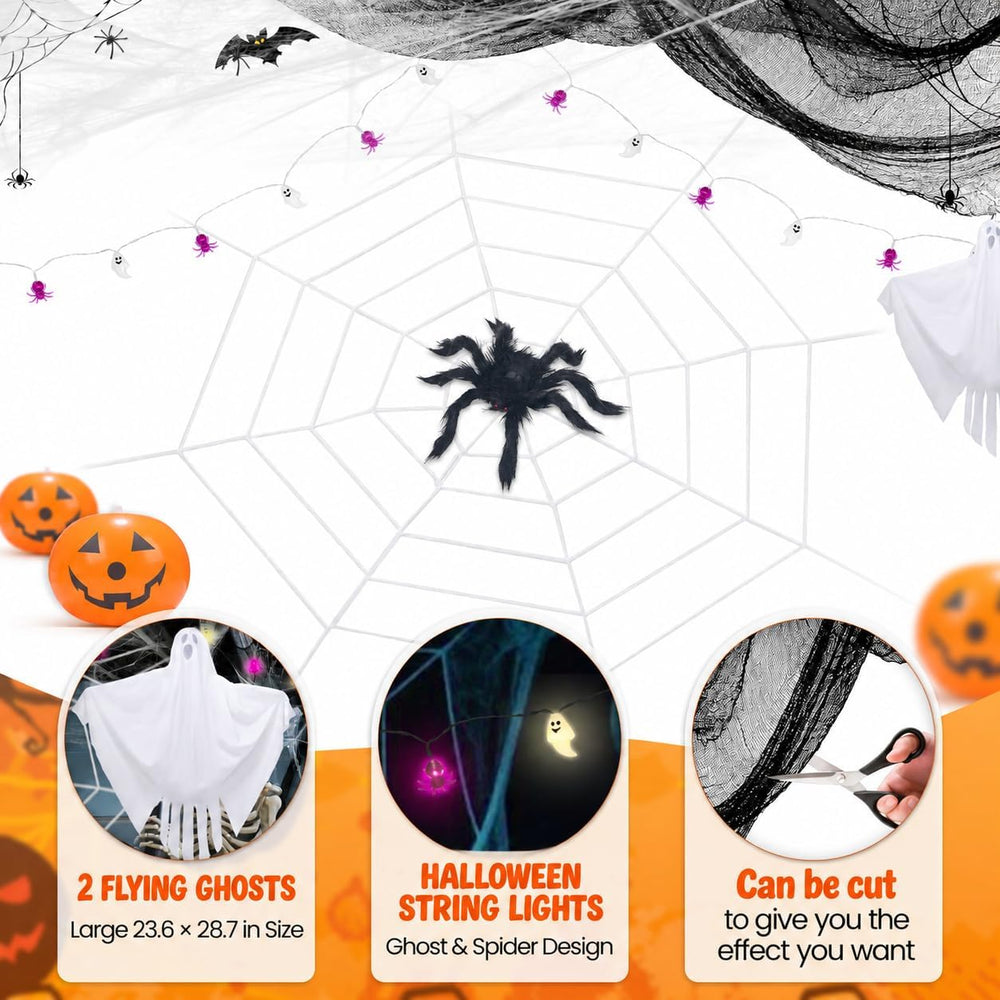 Halloween Golf Cart Decorations Kit, Ghosts, Spider Web, Pumpkins, Lights