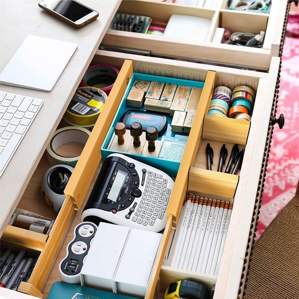 Bamboo Drawer Dividers, Expandable Drawer Separators Splitter, 17-22 inches A...